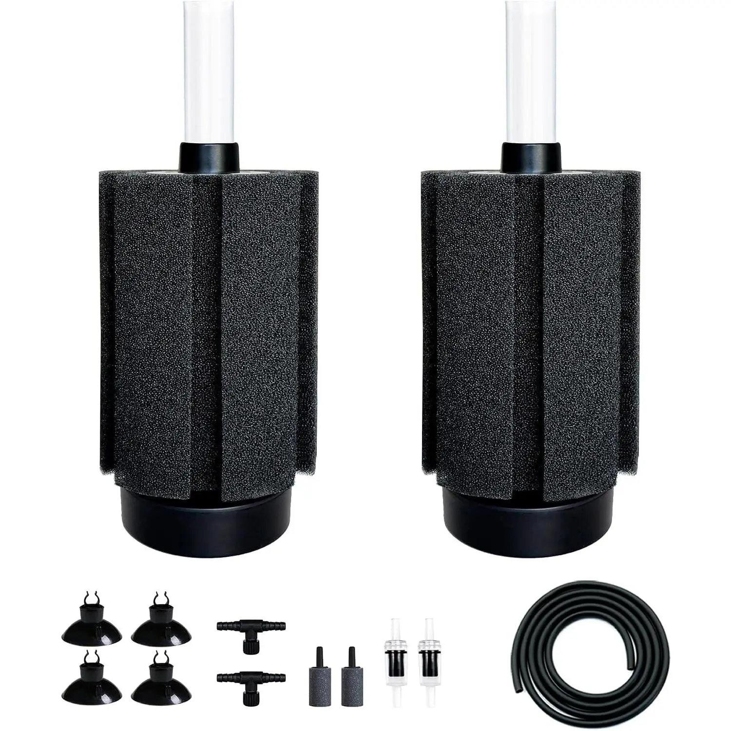 2Pcs Aquarium Sponge Filter with Airstone for 10-50 Gallon Fish Tanks, Breeding Fry Betta ShrimpGift