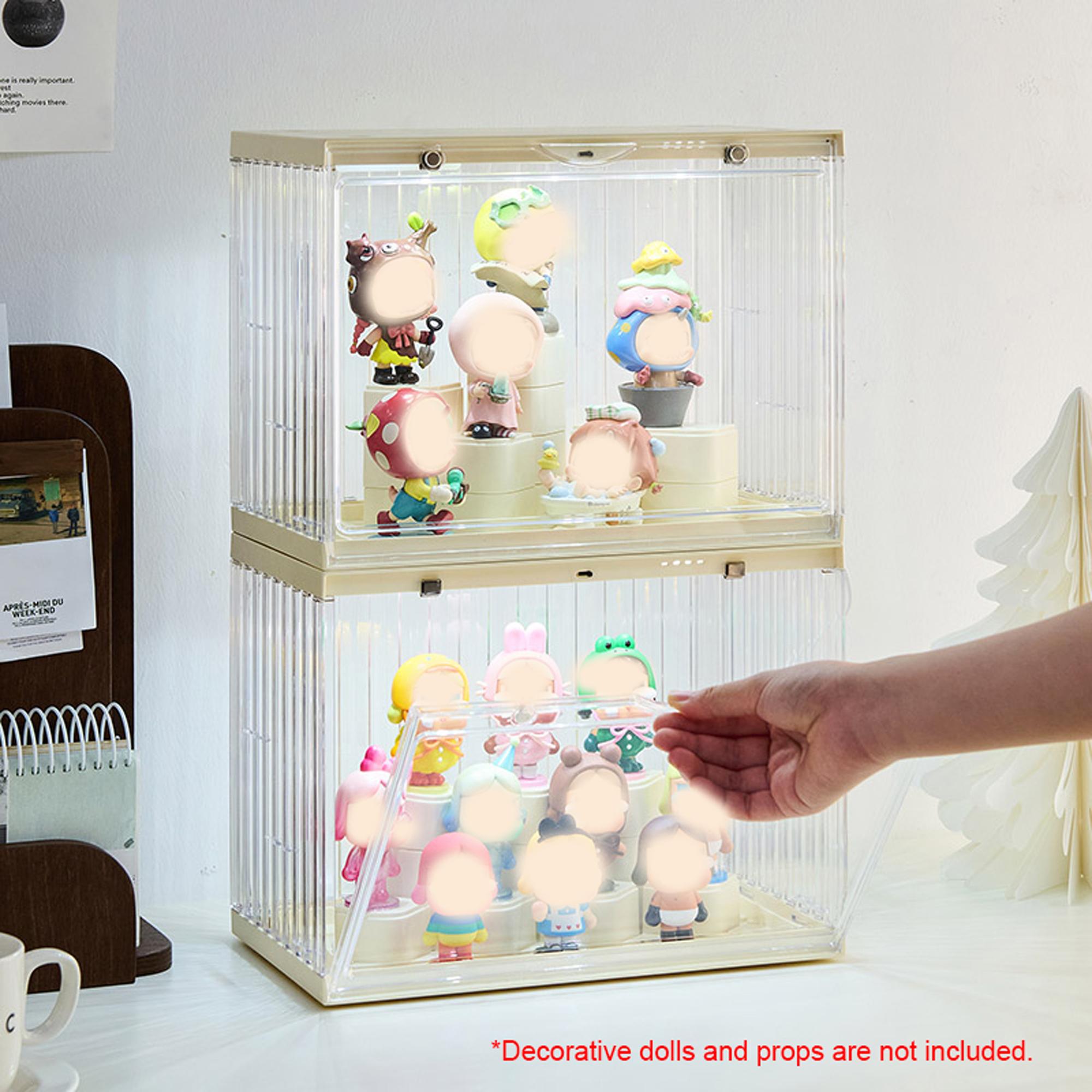 Plush Pendant Figure Display Box, DIY Trendy Doll Showcase, Dustproof Moisture-Proof, Stackable Blocks, Suitable for Labubu/ Skullpand Collectors