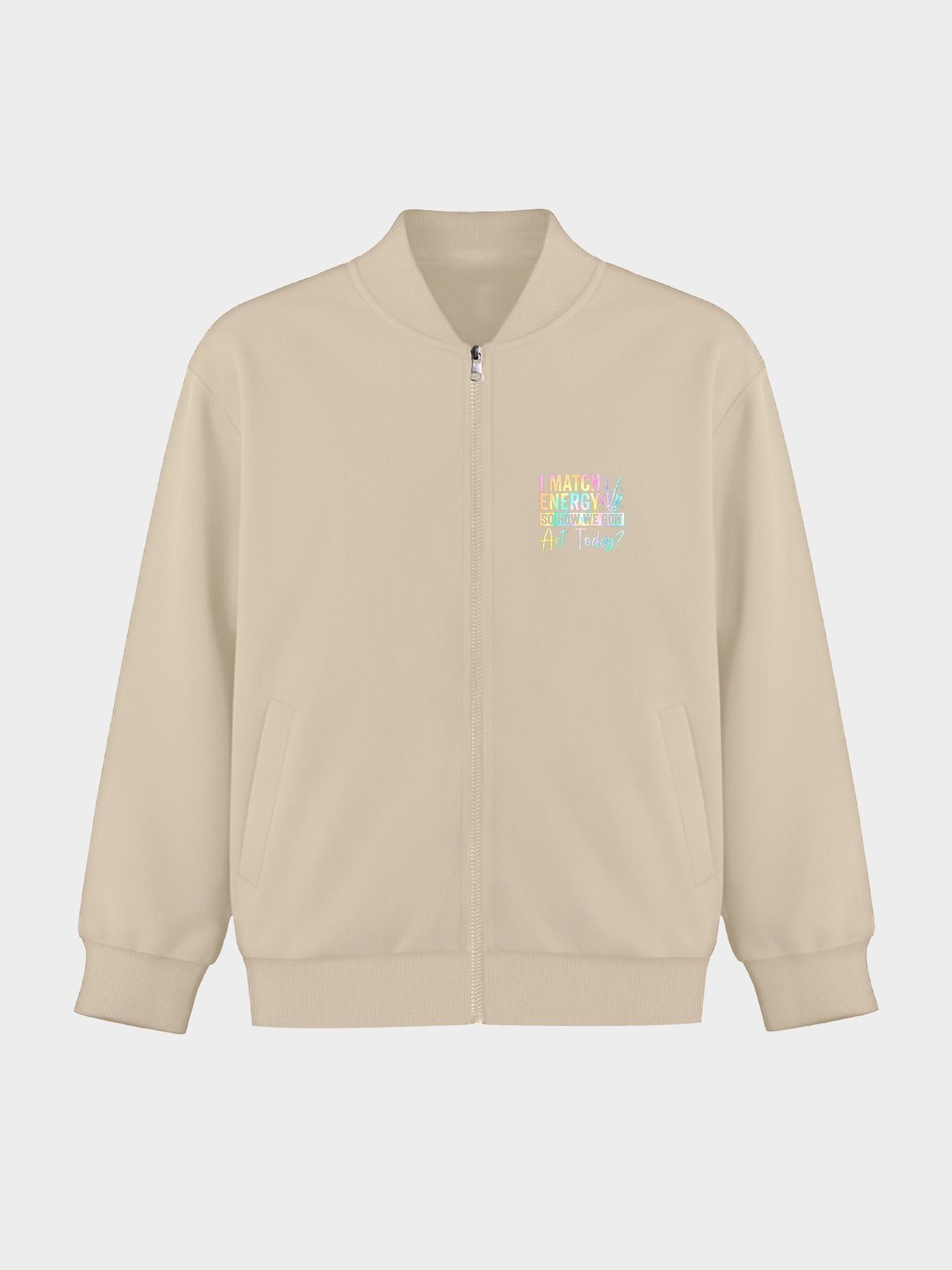 "I MATCH ENERGY" Unique Long Sleeve Fitted Graphic Printed Jacket & Coats - Trendy Casual Outerwear, Suitable for Casual Outdoor Sports, Fashionable & Durable for All Seasons, Ideal for Daily Activities, Gifting, Gatherings & Work.