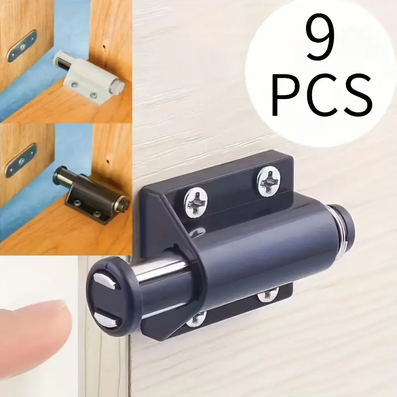 9pcs reinforced magnetic door closers for concealed doors, hand-free door-suction rebounding devices for closet doors, ball-contact rebounding devices for exterior doors of bedroom cabinets, high-quality cabinet door locks and drawer sliding buffers.