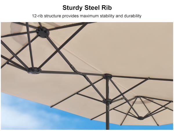 PURPLE LEAF 15 ft Double-Sided Outdoor Market Table Umbrella with Base for Pool PURPLE LEAF 15 ft Double-Sided Outdoor Market Table Umbrella with Base for Pool
