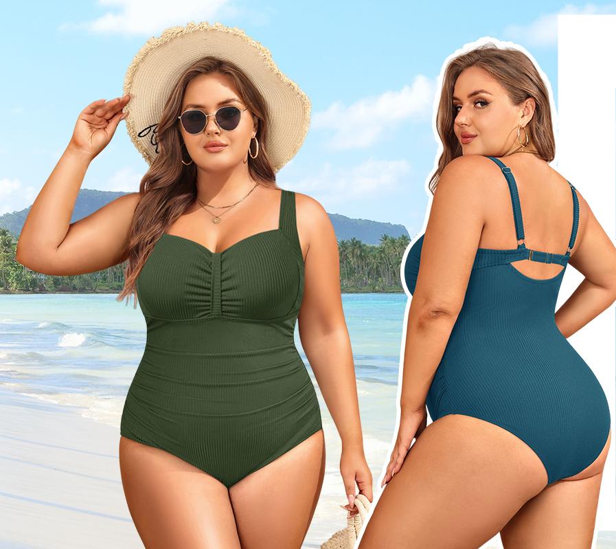 Aqua Eve Plus Size One Piece Swimsuit for Women Tummhy Control Bathingsuit Plus Size Swimwear