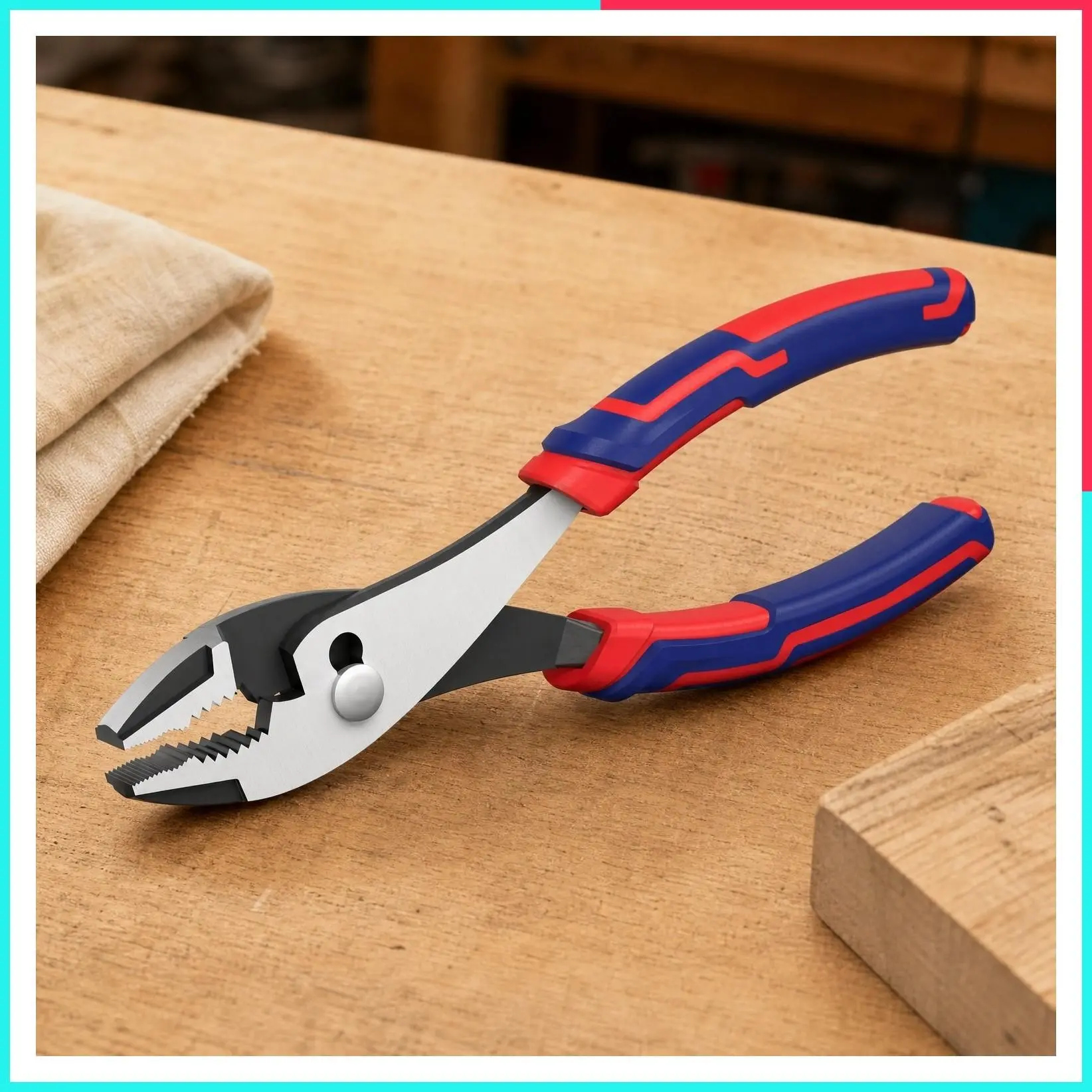 8-Inch Slip Joint Pliers with Large Soft Grip, Rust-Resistant Finish, 3-Zone Serrated Jaw Forged from High Carbon Steel for Maximum Grip