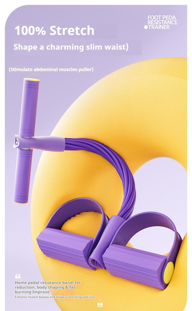 6-Strand Heavy Duty Abdominal Crunch Fitness Equipment &ndash; Leg & Core Workout, Sit-Up Assist, Home Gym Exercise, Non-Slip Foot Pedal & Resistance Bands (Portable)