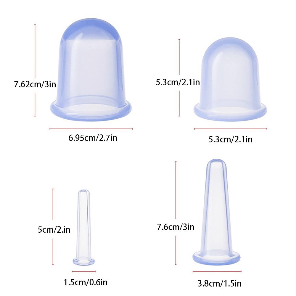 Silicone Vacuum Cupping Cups Blue Cupping Therapy Set with Strong Suction Anti-Cellulite Cupping Device for Adults Body Care Facial Roller