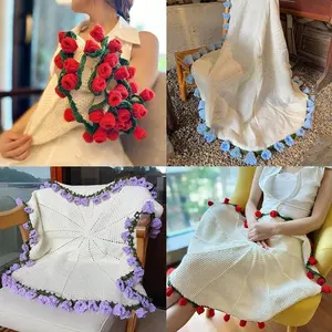 Rose Blanket Bouquet Crochet Flower Blanket Bouquet Handmade Blanket of Roses Sofa Blanket Manta De Ramo manta de rosas