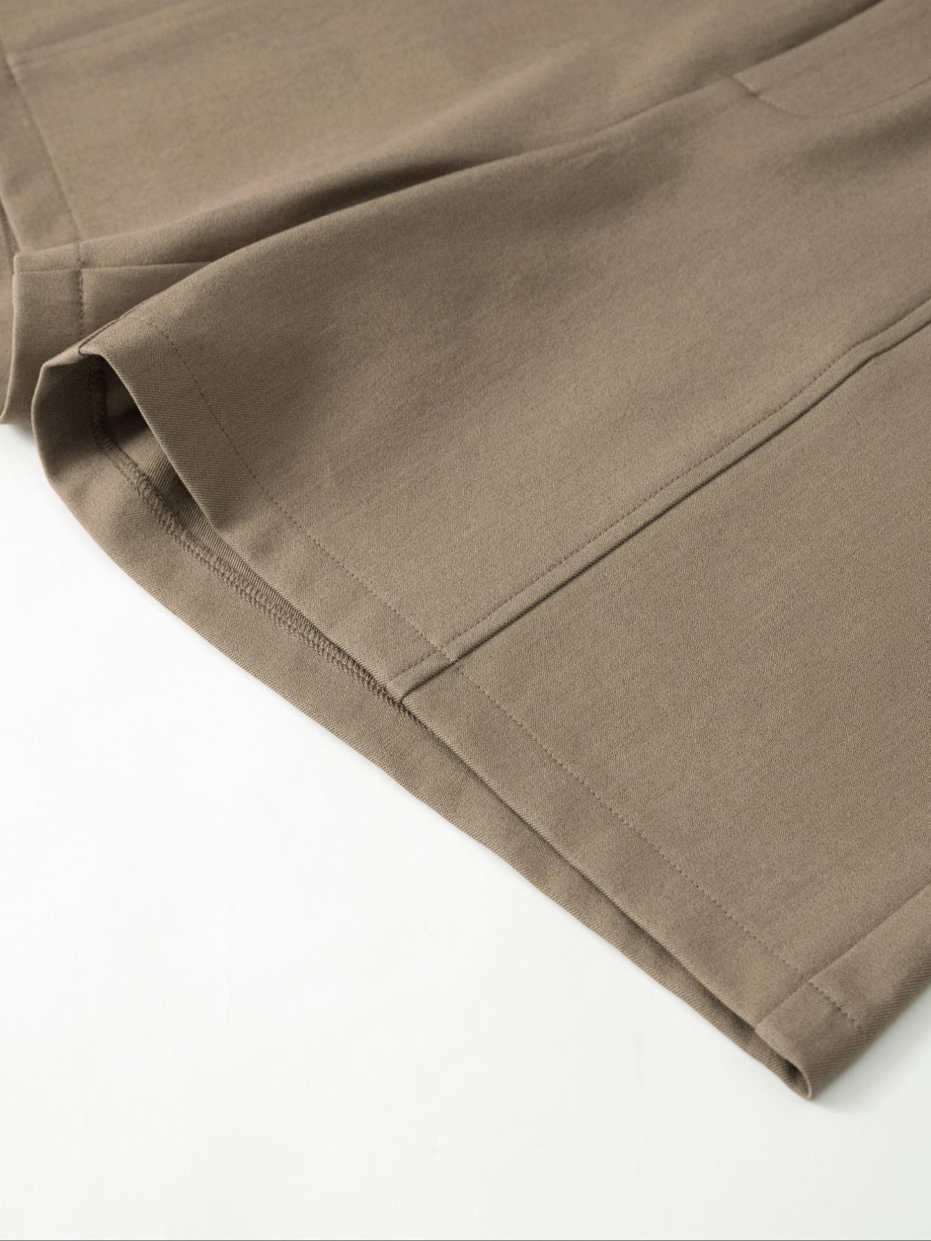 Women's Solid Color Casual High Waist Straight Leg Shorts, Front Button Side Pockets, Fitted Short Pants, Plain Style, Basic