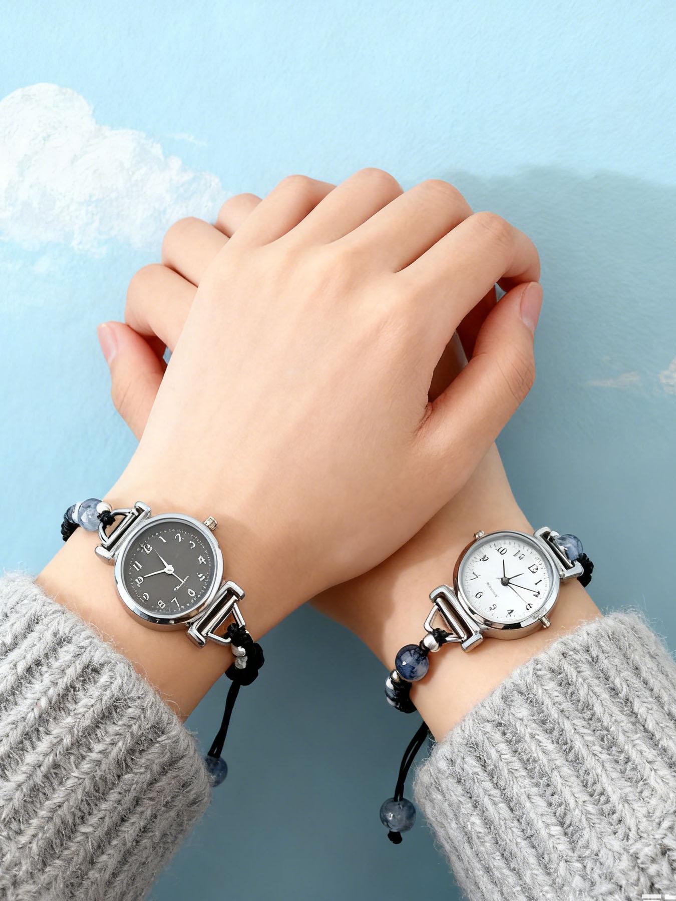 Fashion Bead Bracelet Watch with Adjustable Strap Pendant Women's Quartz Watch, Daily Matching and Gift for Friends