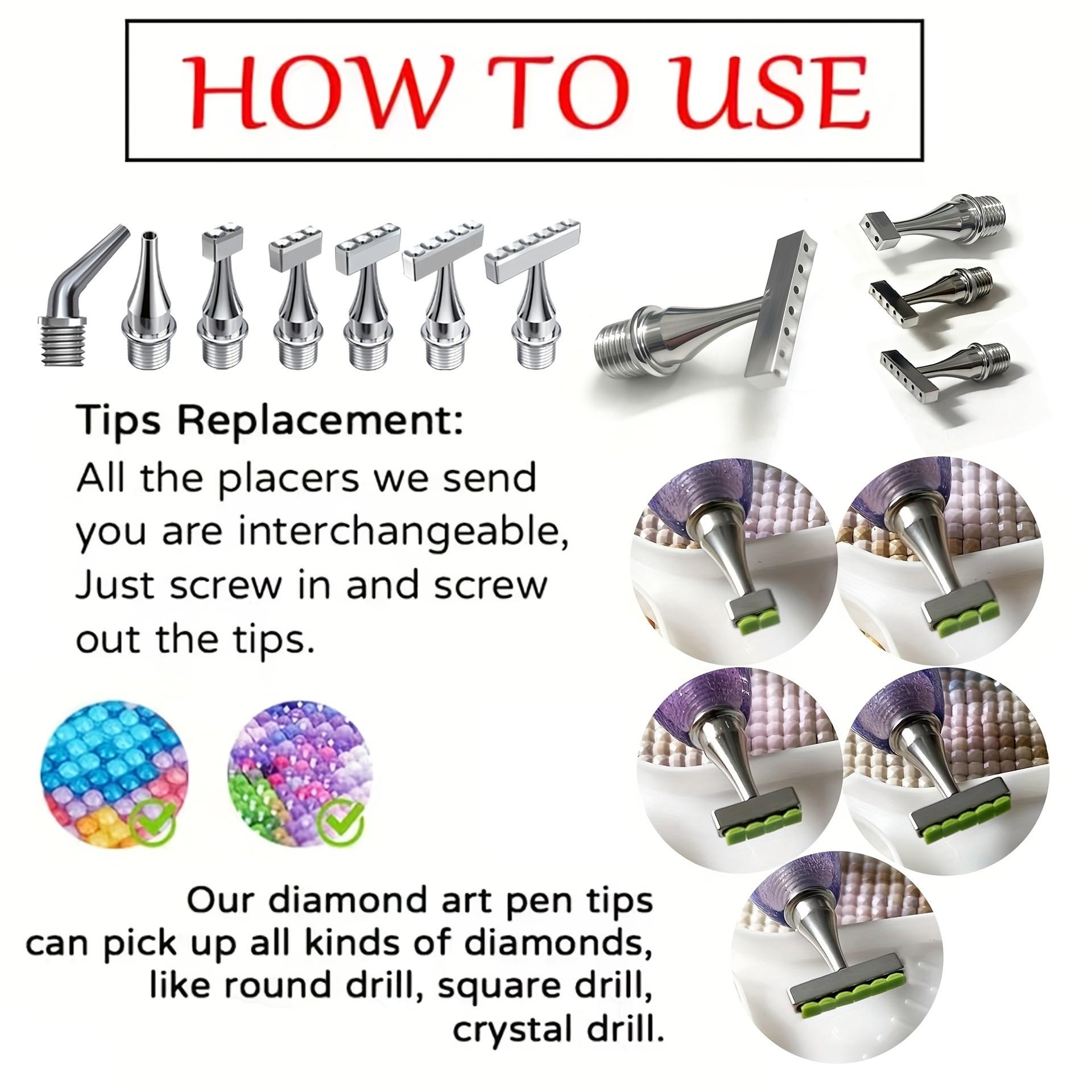 Stainless Steel Screw Multi-Functional Durable Material Vacuum Diamond Painting Replacement Head Set, Compatible with Most Vacuum Diamond Pens, Diamond Art Tools