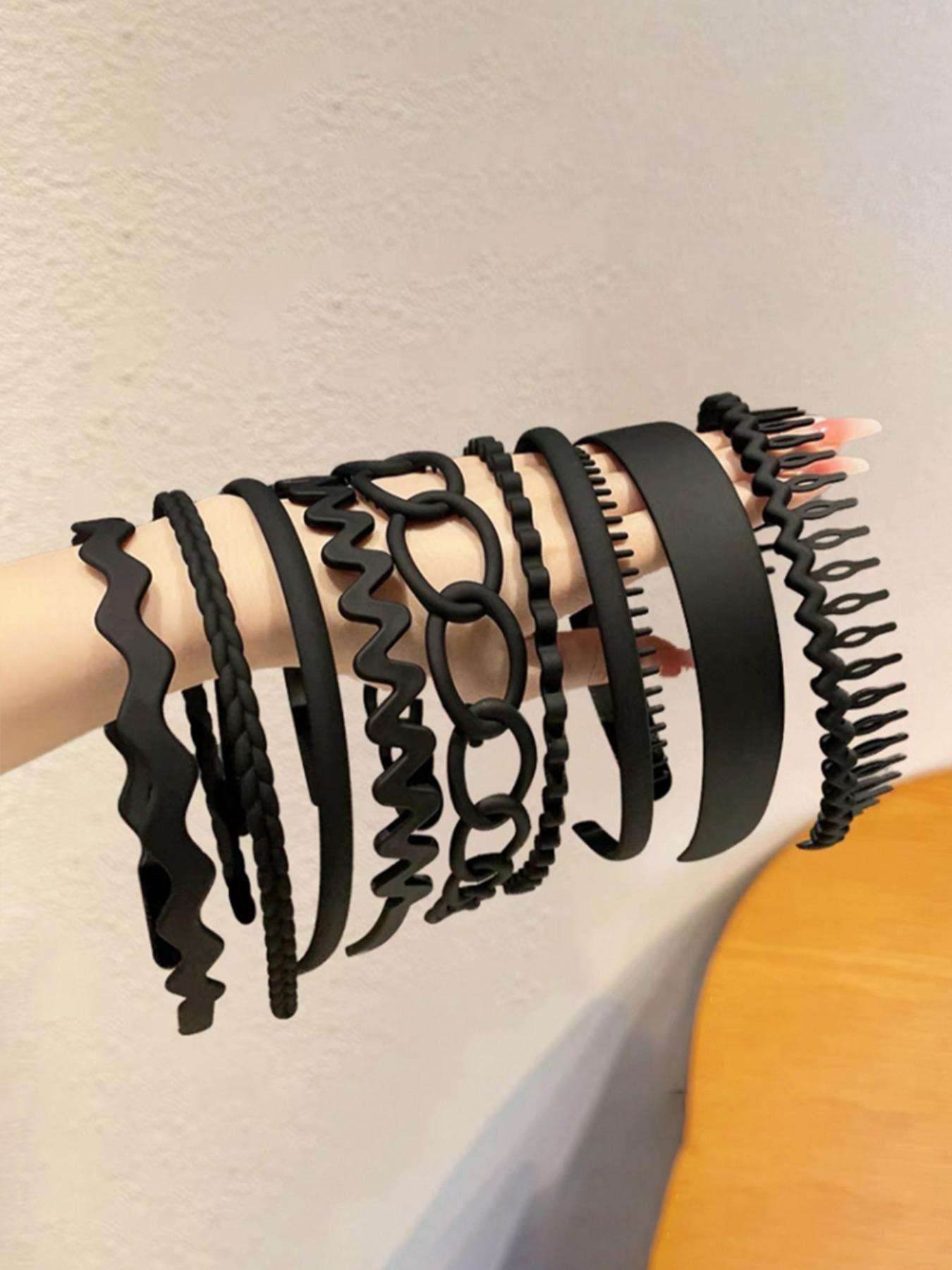 9pcs/set Multicolor Women's Simple Style Hollow out Design Hair Hoops, Casual Trendy Plain Hair Hoops, Fashionable Hair Accessories for Women & Girls for Hairstyle Decoration, Headbands