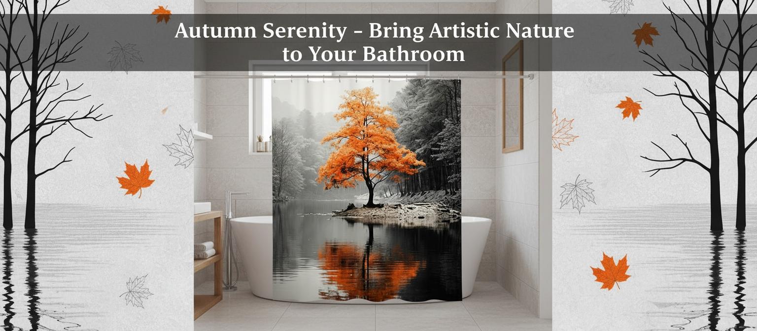 1pc Lonely Tree Bath Curtain, Minimalist Artistic Landscape, Soft Polyester, High Clarity Digital Print, Home Hotel Bathroom Decor