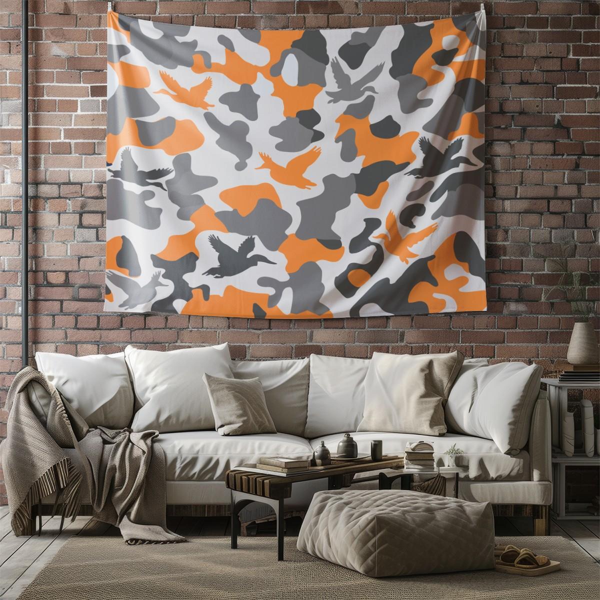 Unique Wild Duck Camo Tapestry, Artistic Digital Printed Wall Hanging, Cozy Multi-Use Wall Blanket for Bedroom & Living Room, Lightweight Decorative Piece, Perfect Housewarming Gift