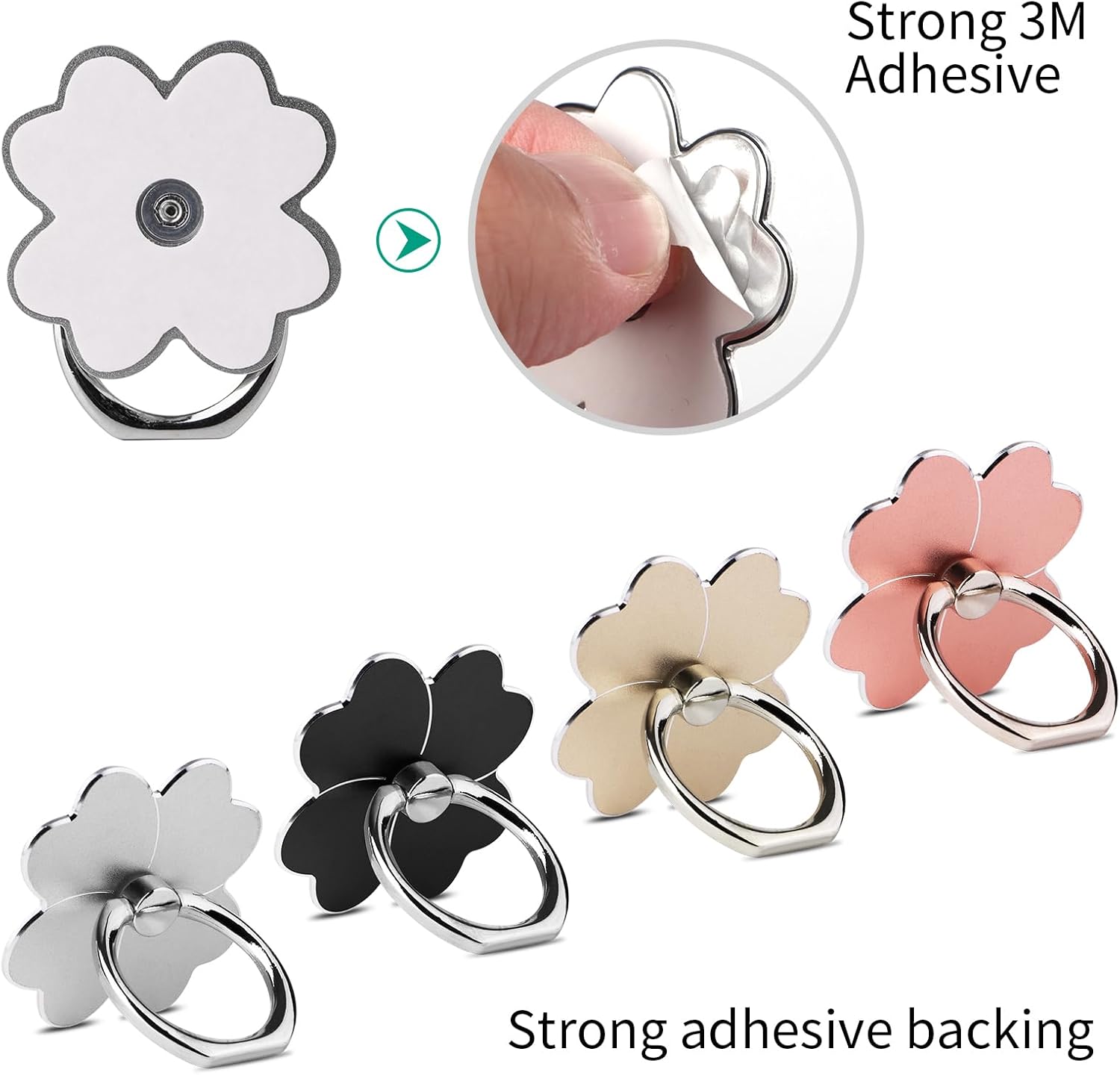 1 Pack Flower Pattern Phone Ring Holder, 360 Rotation & 180 Adjustable Angle, Metal Finger Grip Kickstand for All Smartphones