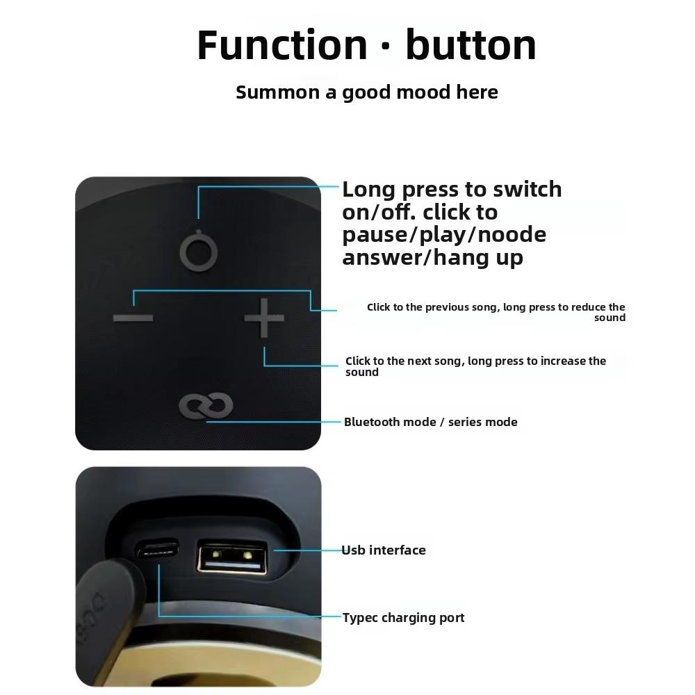 Mini Spherical Bluetooth Subwoofer - Multifunctional Wireless Cordless Speaker with RGB Function, LED Lights, Stereo Sound, Aux Input, Compact Portable Design for Outdoor, Home Use
