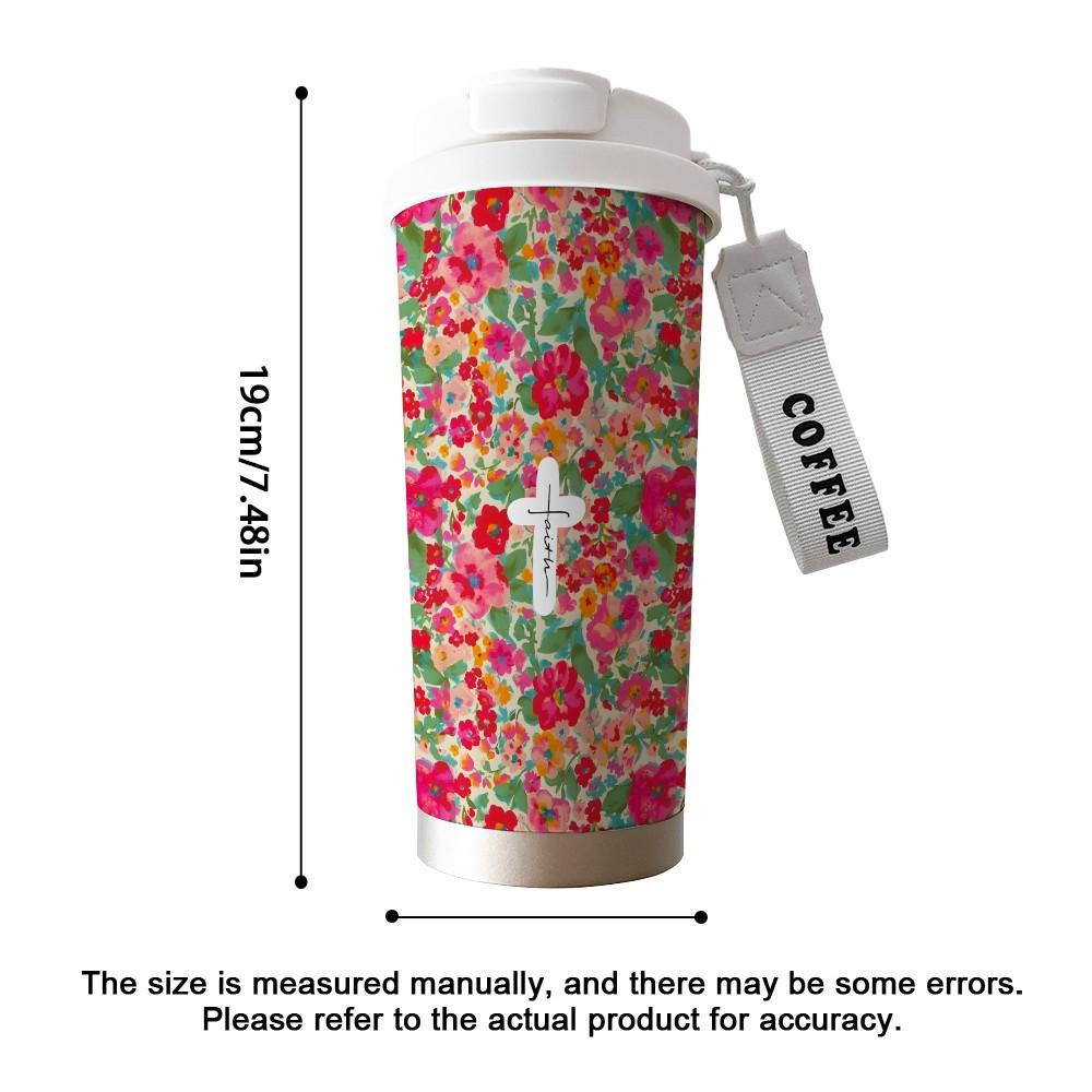 Abstract Cross Texture Coffee Cup, Portable Insulated Tumbler, Keeps Drinks Hot/cold, Boho Style, Ideal for Office, Travel, Sports