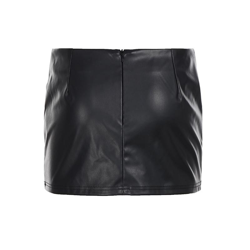 Women's PU Leather Belted Mini Skirt, Adjustable Skirt, Low Rise Skirt, Low Waist Street Style Fashion, Sexy Tight-Fitting Half Skirt for Women, Womenswear