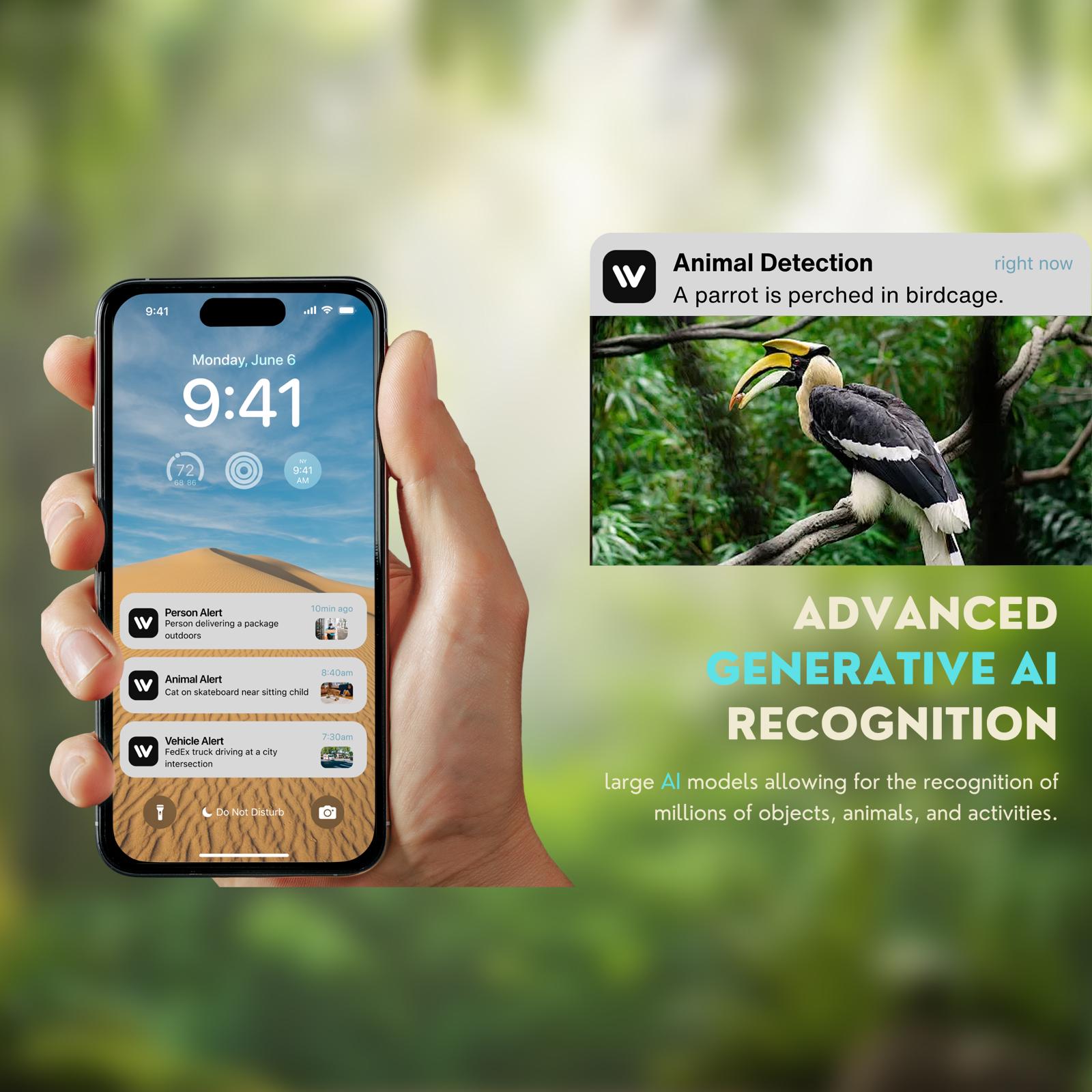 Hawkray 4MP W5 Window Camera 2.4GHz WiFi Indoor Security Camera with Al Color Night Vision, Person & Motion Detection, 24/7 Recording, Easy Install, US Local Storage