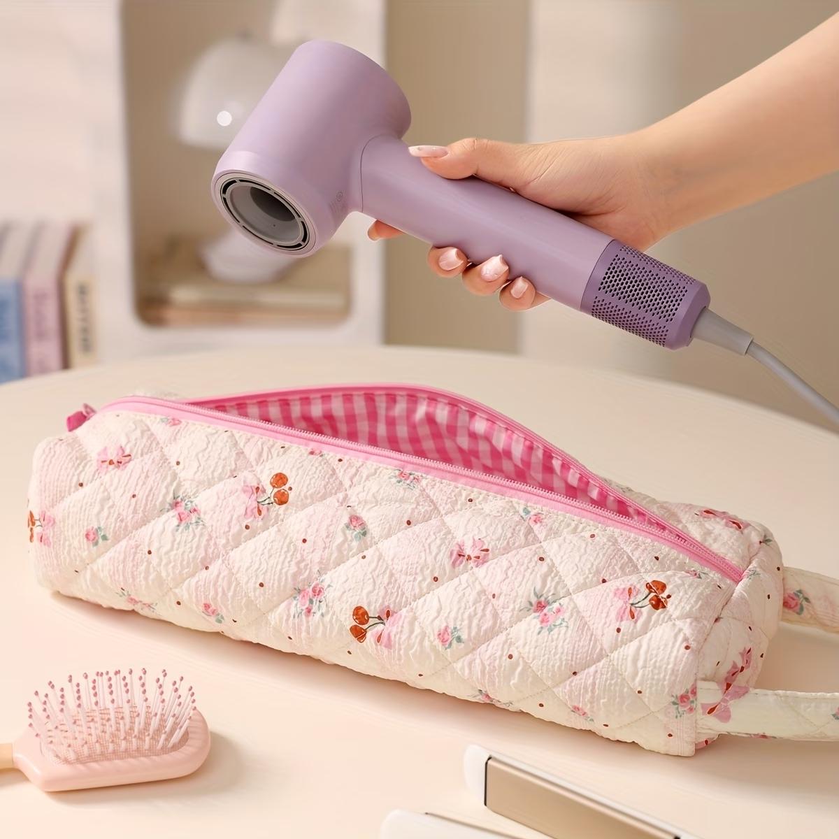 Hair Tool Organizer Bag with Zipper Closure & Bow Design, Dustproof Storage for Hair Dryer, Curling Iron, Straightener, Travel, Gym, Salon, Home