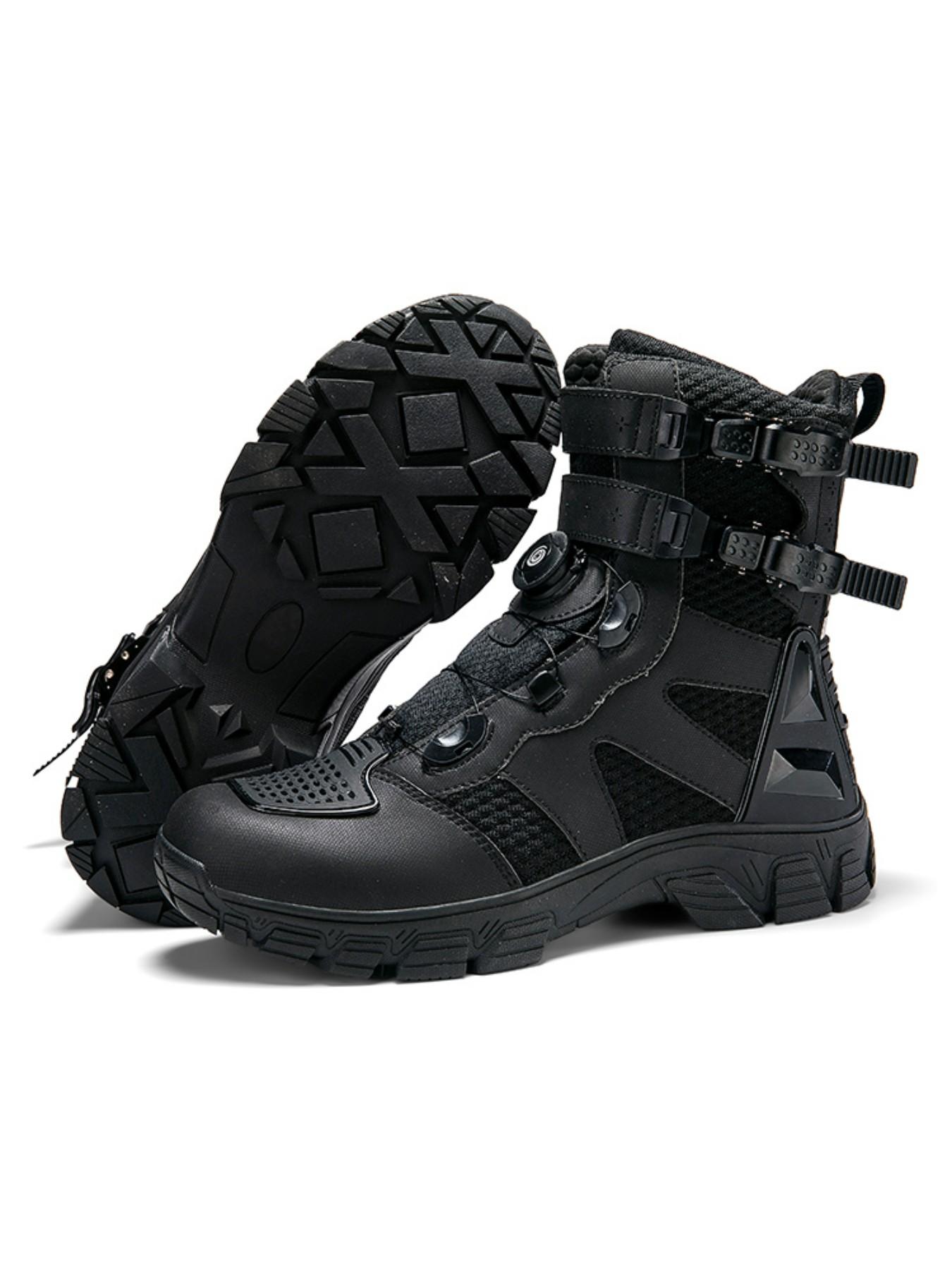 Men's Motorcycle Riding Shoes Waterproof Motocross Boots Anti-Slip Racing Shoes, Durable Motorbike Footwear for Safe Travel