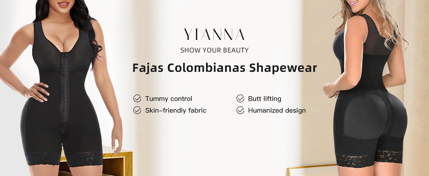 YIANNA Fajas Colombianas Shapewear for Women Tummy Control Full Shapewear Butt Lifter with Hooks Closure YIANNA Fajas Colombianas Shapewear for Women Tummy Control Full Shapewear Butt Lifter with Hooks Closure