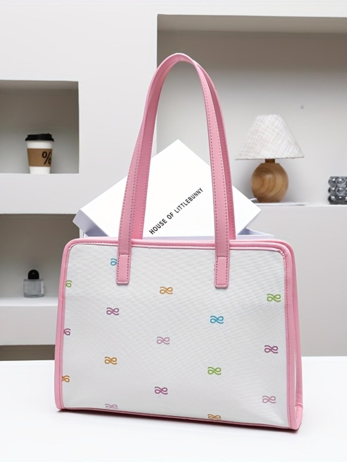 Elegant Printed Tote Bag for Modern Career Women, House of Littlebunny Urban Commute, Subtle Color Accents, Stylish Handbag