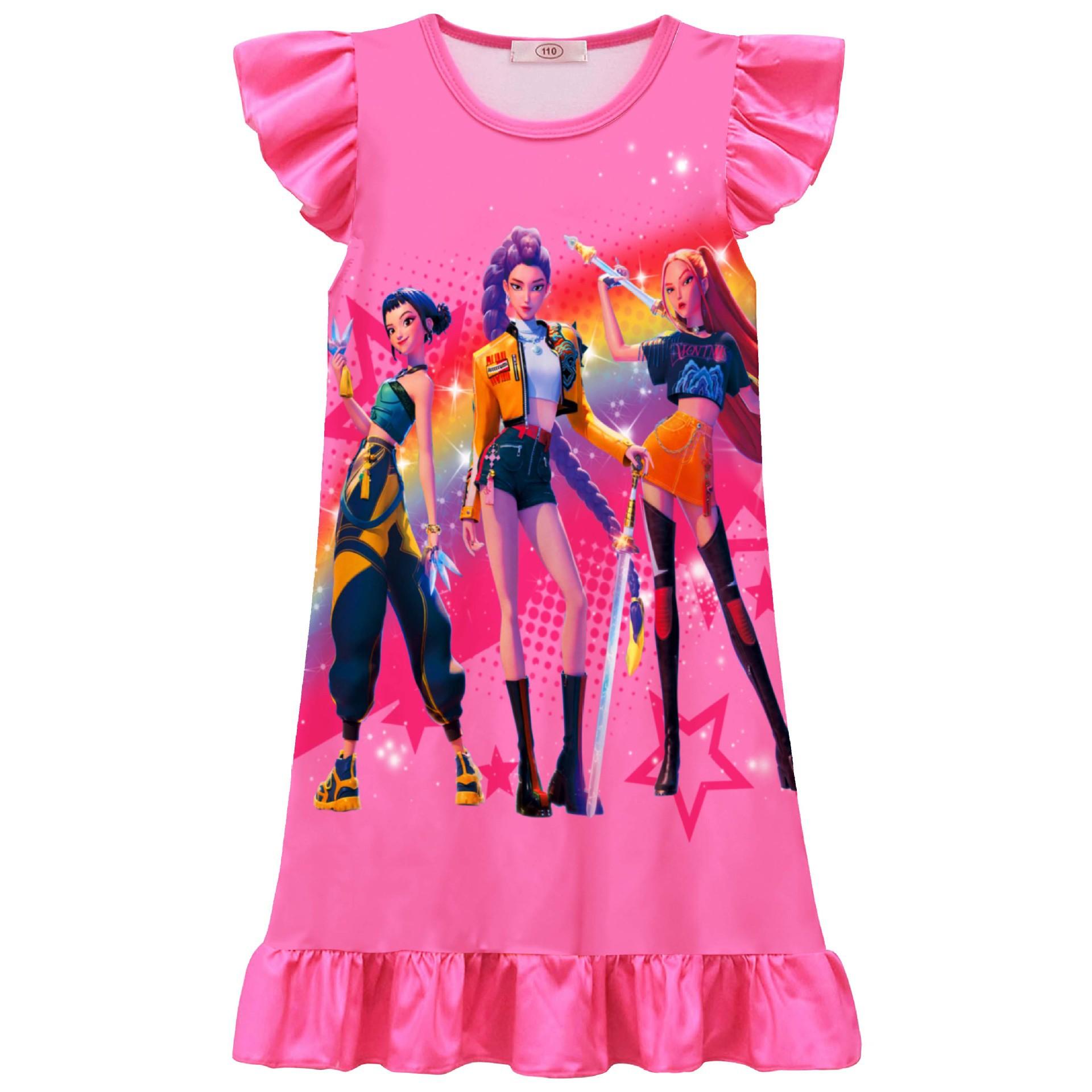 Girls Casual Dress Novetly Dresses Cartoon Nightdress Print Top