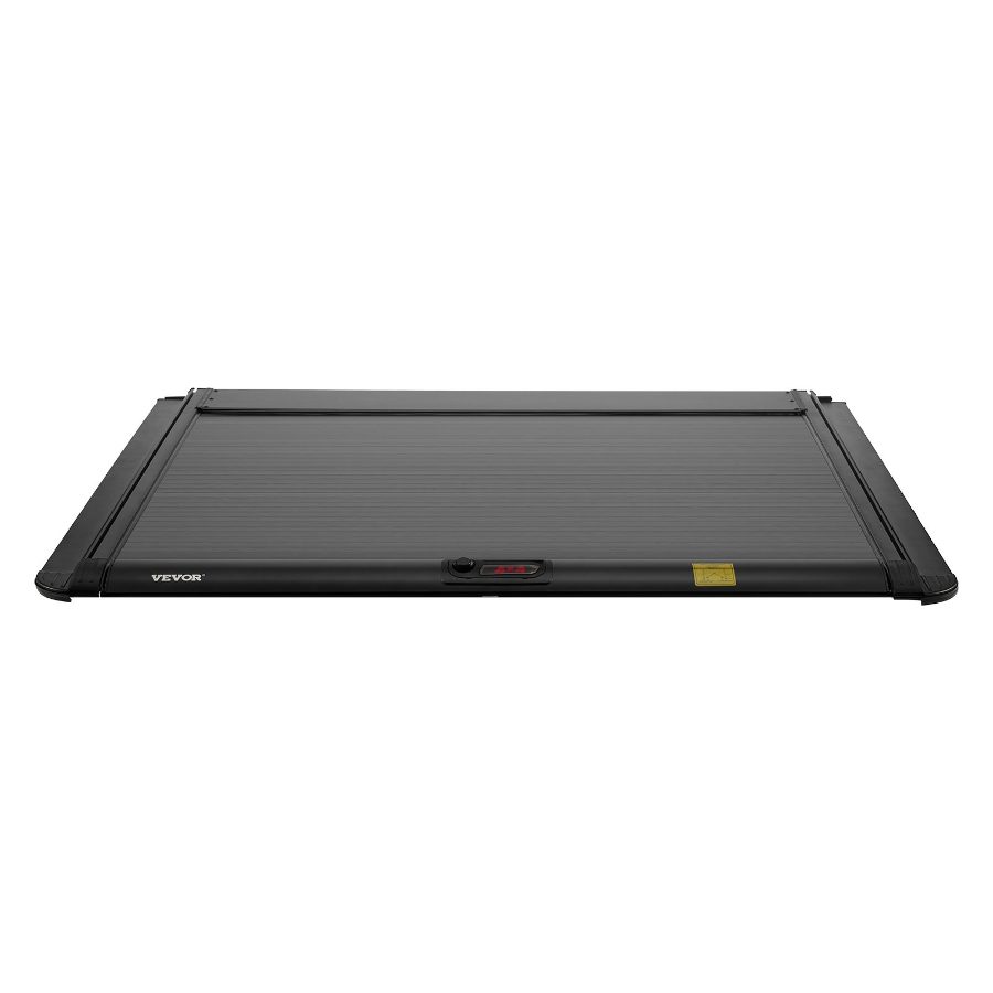 VEVOR Retractable Tonneau Cover, 5.5 ft Retractable Tonneau Cover with Built-in Drainage Pipe for 2021-2024 Toyota Tundra Crew Cab w/ Deck Rail System, Hard Tonneau Cover with Double-Lock T-Slot