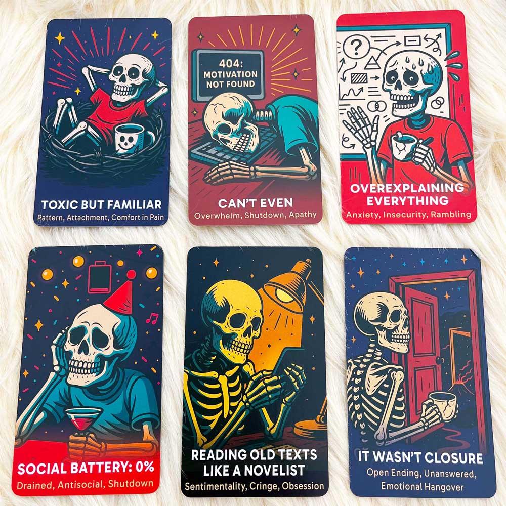 The Dead Inside Deck Tarot Cards, 54 Cards (13 × 8 cm) Skeletal Divination Oracle for Mood Relief, Spiritual Fatigue Relief, Tarot Card Decks