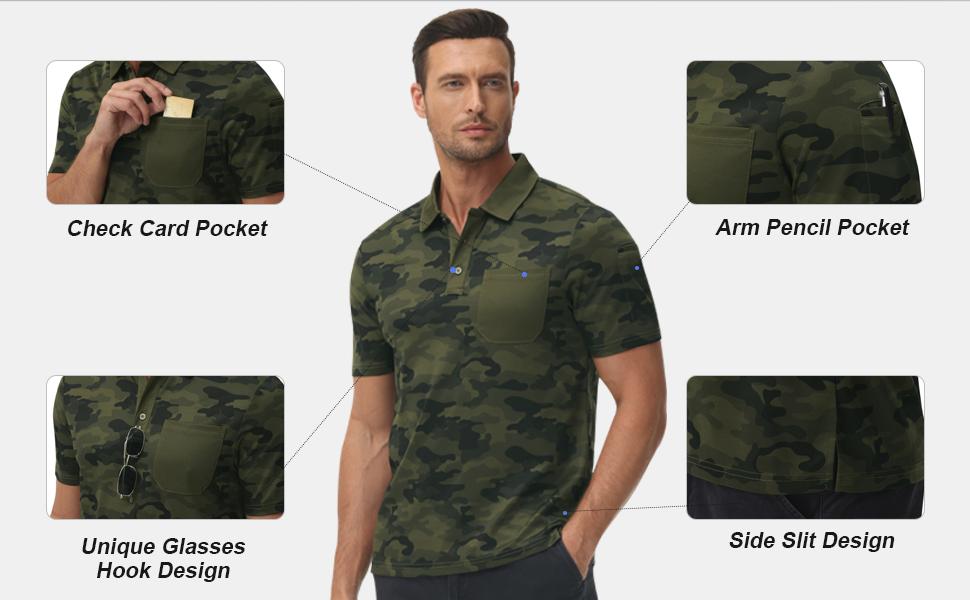 Men's camouflage golf shirt Men's Fashion Short Sleeve Polo Shirt