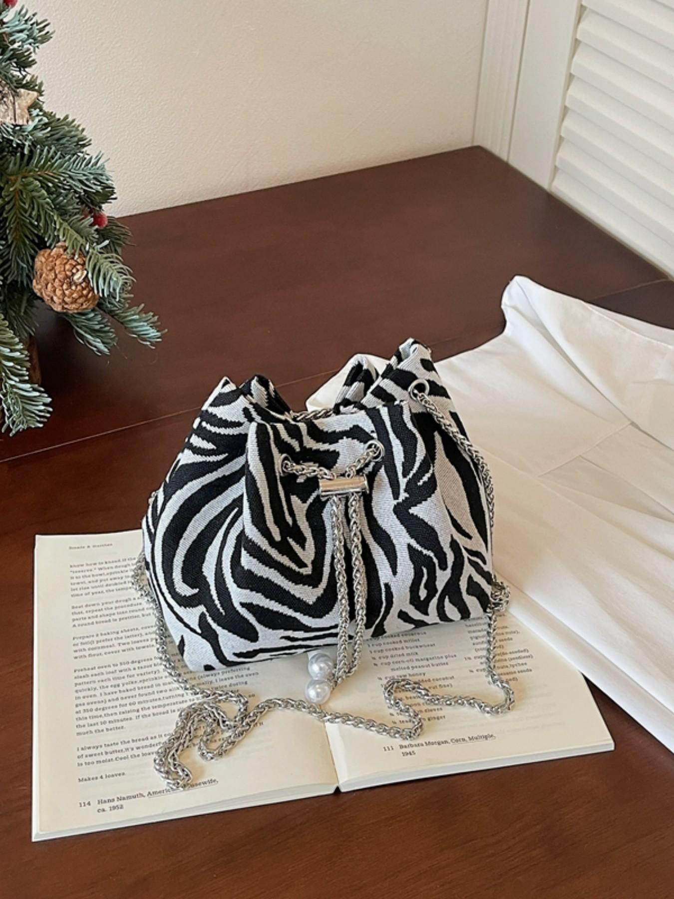 Elegant Floral Print Bucket Bag, Drawstring Design, Fashionable Crossbody Shoulder Bag, High-End Stylish Single Strap Bag