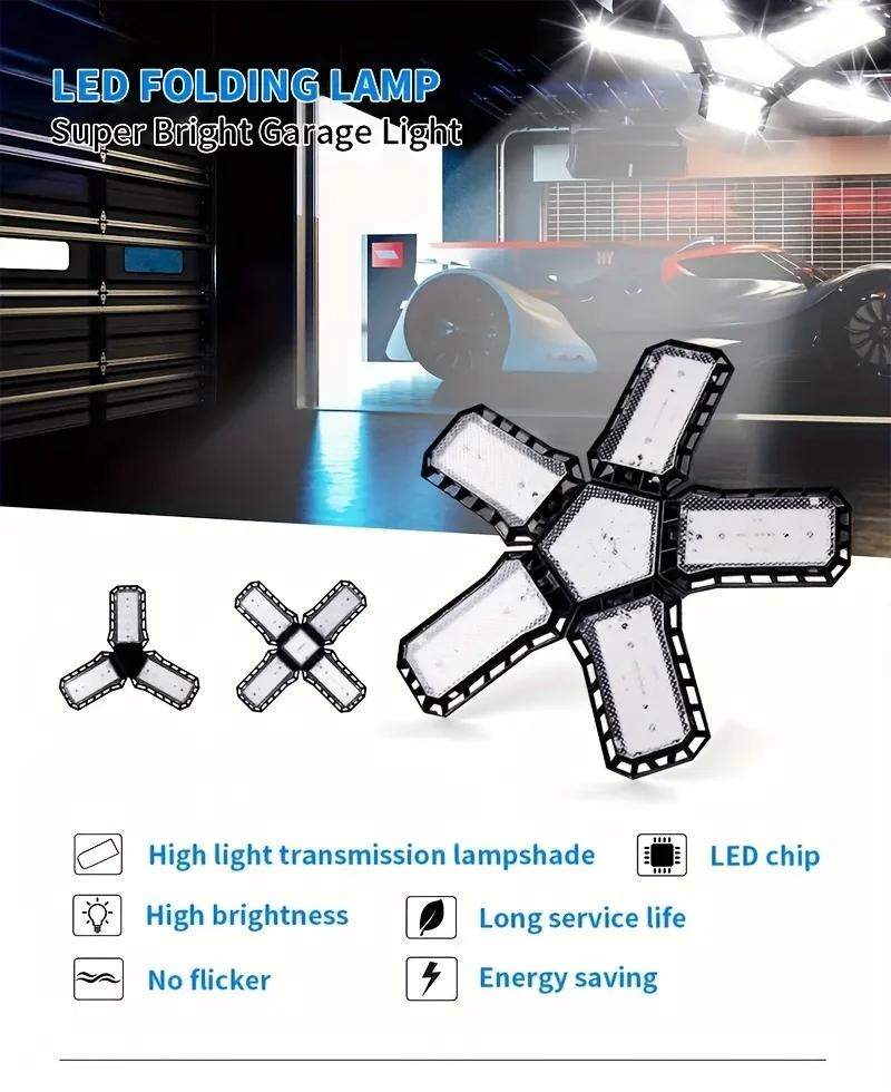 Flexible Panels LED Garage Light E26/e27 Screwed Bulb, Adjustable Lights, Workshop Lighting Bulbs, Industrial Bulbs, Durable & Efficient
