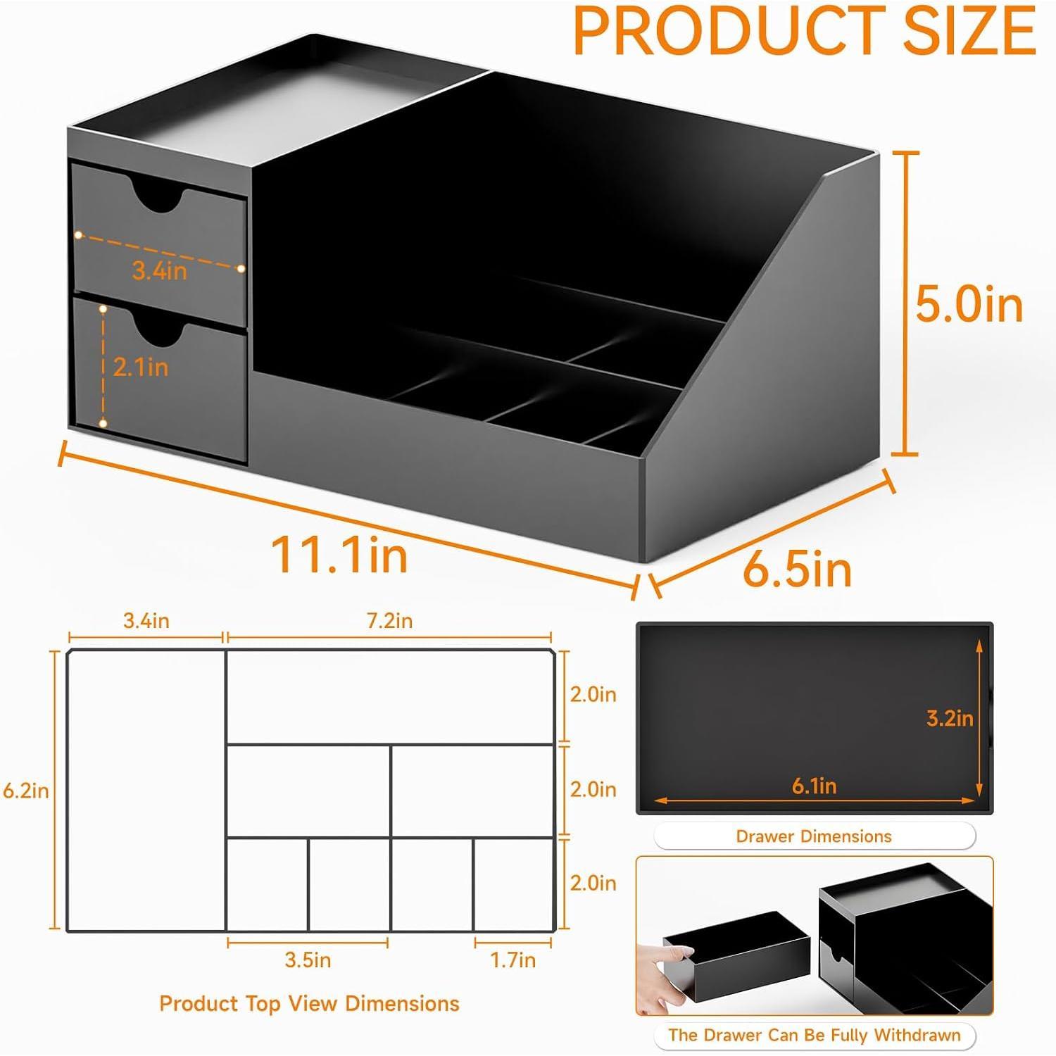 Makeup Organizer with 2 Drawer,Black Cologne Organizer for Men,Cologne Stand and Rack, Care,Perfume Organizer Holder and  Shelf for ,Bathroom Countertop and Dresser Top,1PCS