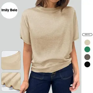 Imily Bela Womens Short Sleeve Sweater Casual Basic Crew Neck Loose Knit Pullover Tops Summer Lightweight Blouses Imily Bela Womens Short Sleeve Sweater Casual Basic Crew Neck Loose Knit Pullover Tops Summer Lightweight Blouses