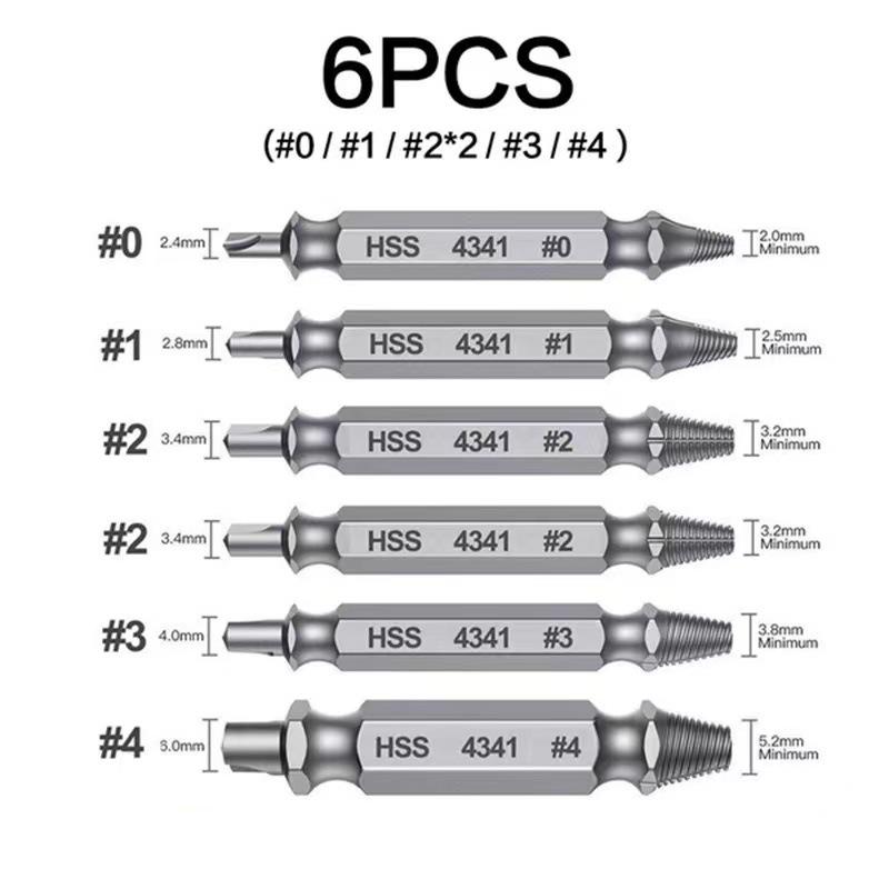 6-Count Broken Screw & Bolt Extractor Set, Double-Head Design Hardware Tool for Broken Bolt Fix, Sliding Tooth Fix & Damaged Screws, Clip-On Bit Power Tool Accessory for Household Repair 6-Count Broken Screw & Bolt Extractor Set, Double-Head Design Hardware Tool for Broken Bolt Fix, Sliding Tooth Fix & Damaged Screws, Clip-On Bit Power Tool Accessory for Household Repair