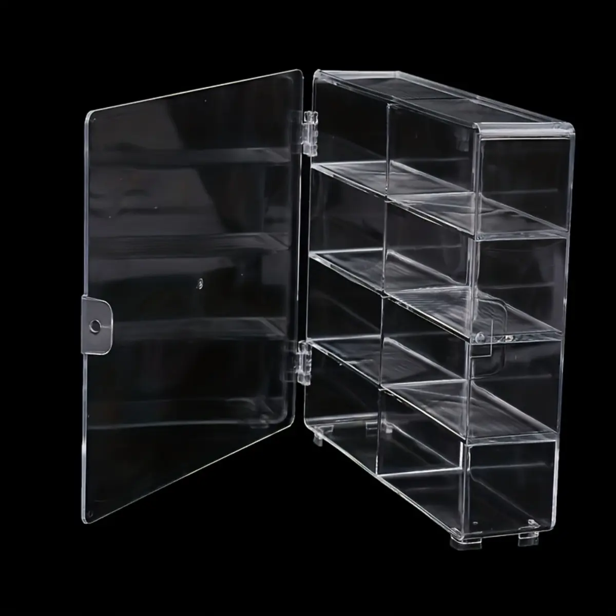 Clear Acrylic Display Case with 8 Compartment Slots, Dustproof Model Car Storage Box with Door, Clear Acrylic Organizer Cabinet for Diecast Toy Cars, Artwork Collectibles Figure Display