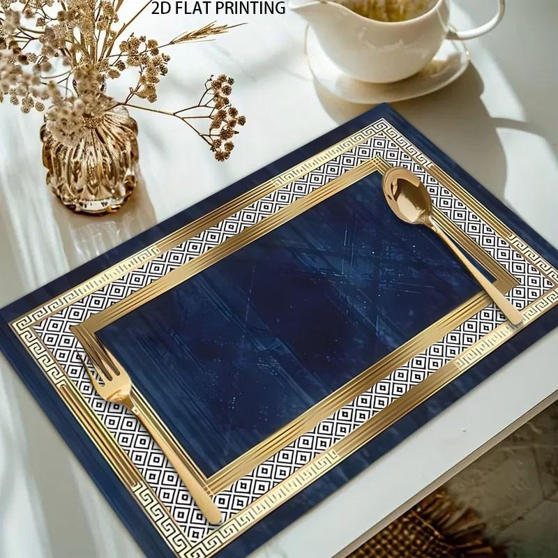 2D flat printing, 2-piece/4-piece/6-piece/8-piece geometric pattern series decorative placemats, placemats - suitable for dining tables and coffee tables, brand new high-quality placemats, heat-resistant mats