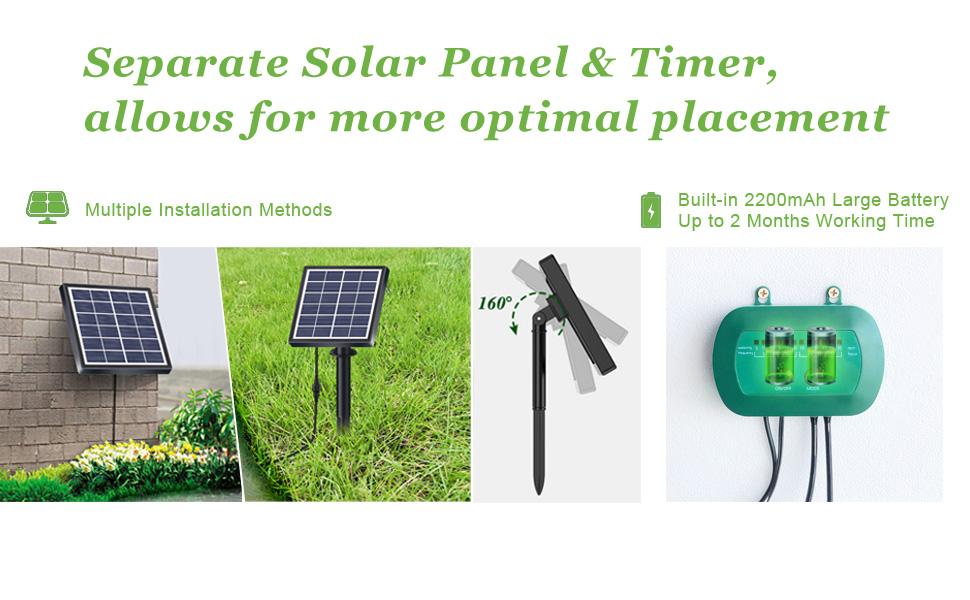 Solar Automatic Drip Irrigation Kit, Timer Controlled Watering System, Automatic Watering Devices, Suitable for Garden Flower Beds & Greenhouse Plants