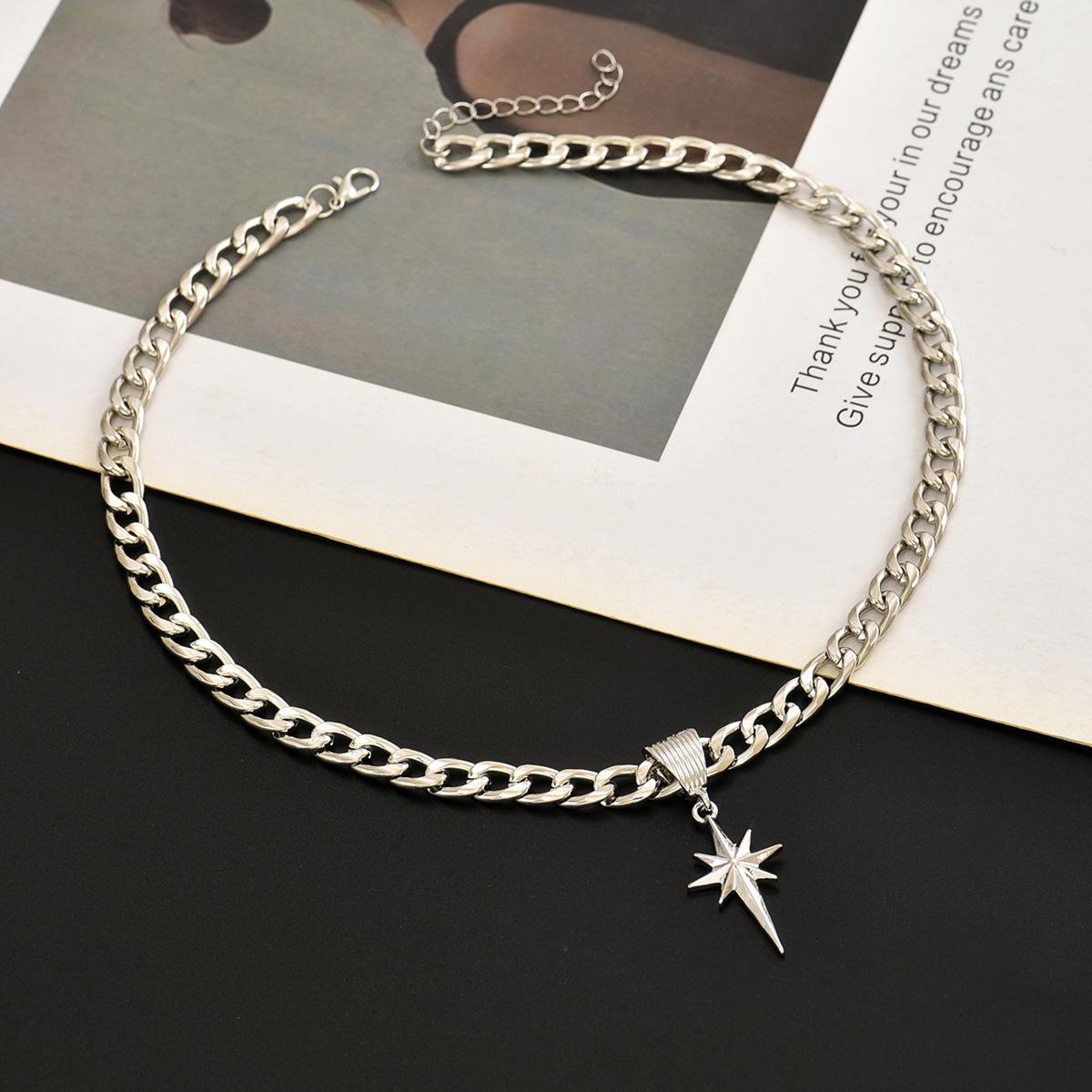 Hip-hop punk style star-shaped pendant necklace made of stainless steel, featuring unique stars. A niche trend piece that can be easily paired with various outfits.