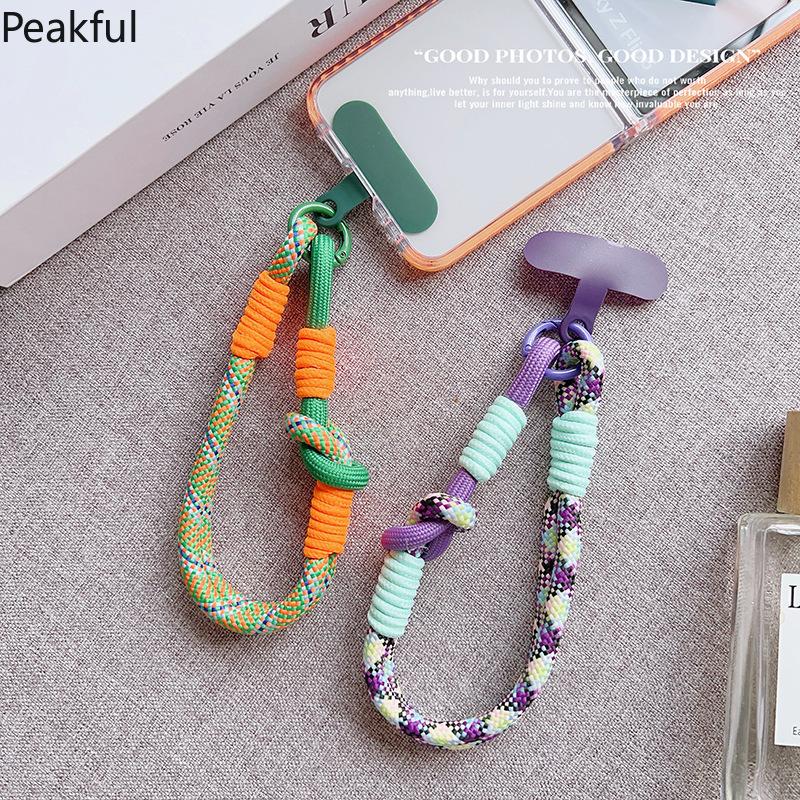 Y2K Colorful Braided Phone Lanyard, Viral Neon Mini Wrist Strap for Smartphones, Detachable Tethered Accessory with Adjustable Knot, lightweight woven design & secure attachment, ideal for music festivals, beach trips, travel days and casual streetwear