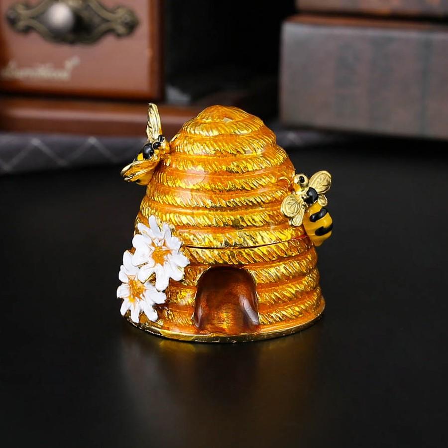 Elegant Beehive Jewelry Box, Hand-Painted Enamel Storage Case, Organize Necklaces, Dressing Table Mess, Trendy Country Style Garden Decor