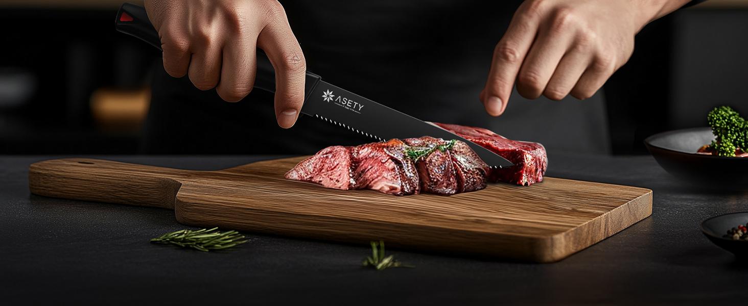 15 PCS Knife Set with Block with Sharpener, High Carbon Stainless Steel for professional kitchen knives Sharp Set NSF Food Safe Dishwasher Safe Steak meat boning knives box gifts for men Knife Block Birthday