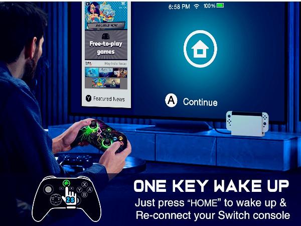 BEBONCOOL Wireless Switch Controller for Switch Controller/Lite/OLED, LED Wired PC Game Joysticks-Wireless iOS/Android Remote with Cool Skin/Programmable/Wake-up