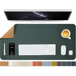 Cork Desk Mat - Dual-Sided Desk Pad for Office and Home - Desk Organization and Accessories - Ideal for Large Mouse Pad and Desk Mats on Top of Desks(Dark Green,90cmx 43cm)