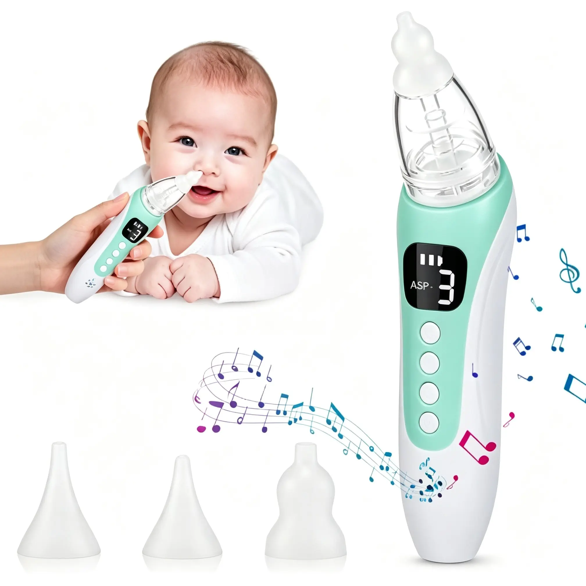 2026 Rechargeable Electric Baby Nasal Aspirator, Nasal Mucus Sucker for Newborn Infant, Nasal Secretions Cleaning Tool, Safe & Effective