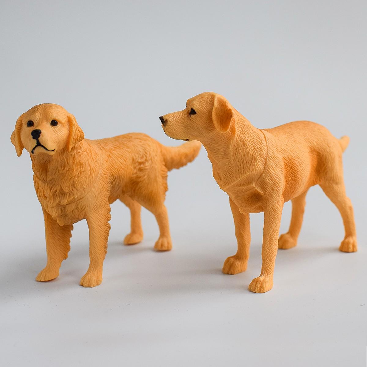 2 PVC Replica Golden Retriever & Labrador Models, Dog Lovers' Decorative Figurines, Perfect for Birthdays, Weddings, Festivals, Still Life Photography