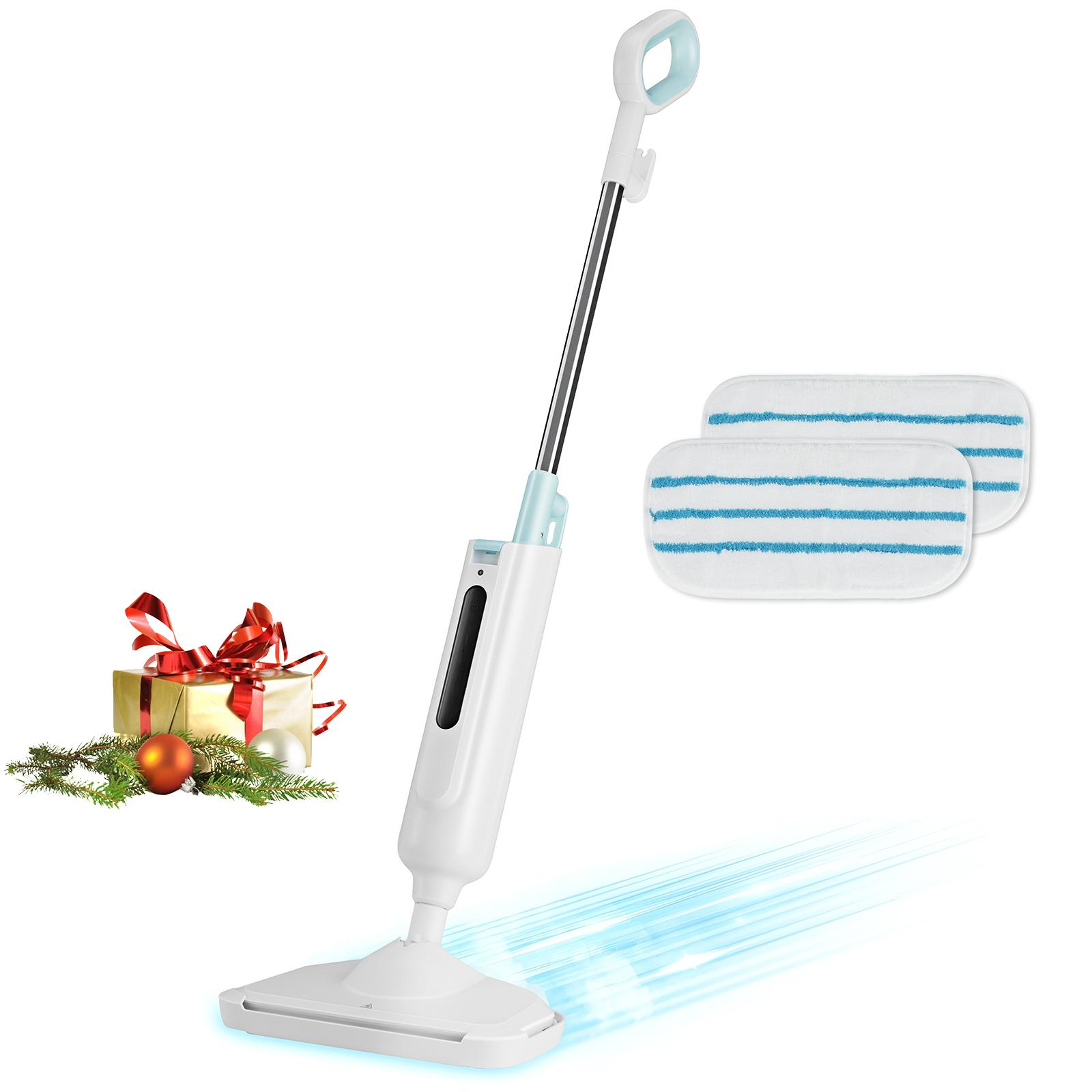 Steam Mop for Floor Cleaning, Lightweight Steamer for Hardwood, Tile, Laminate, Carpet, 30s Heat-Up, 2 Washable Pads, 11.2oz Water Tank