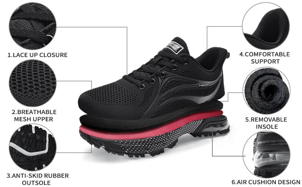 Women Air Running Sneakers Casual Lightweight Walking Shoes with Air Cushioned Design & Removable Insole for Outdoor Sport Gym Shoes