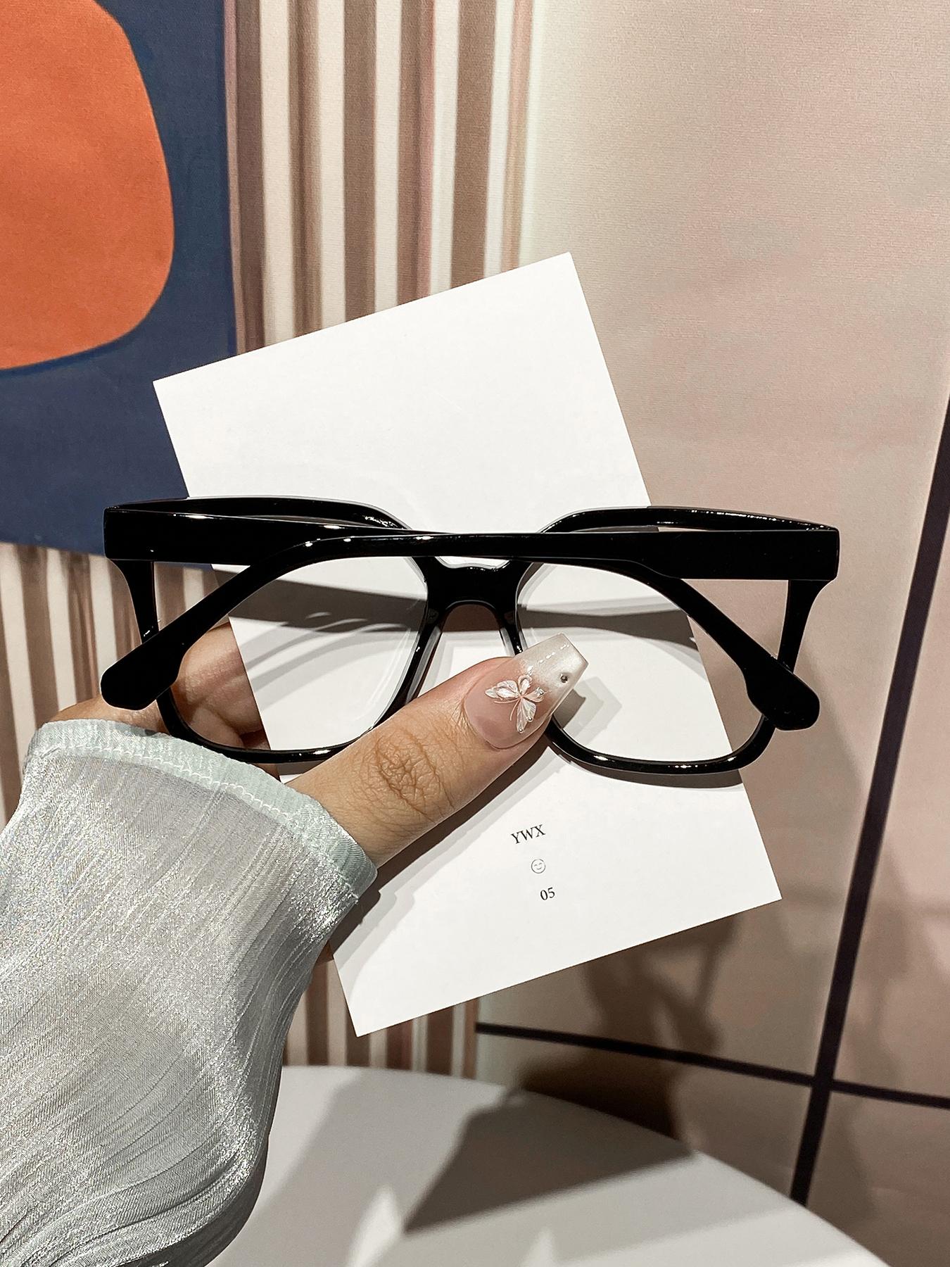 12pcs Women's Plastic Square Frame Mirror Set, Multiple Colors & Styles, Simple Fashion Casual Flat Mirror, Leopard Print Frame, Fashionable Frames Glasses