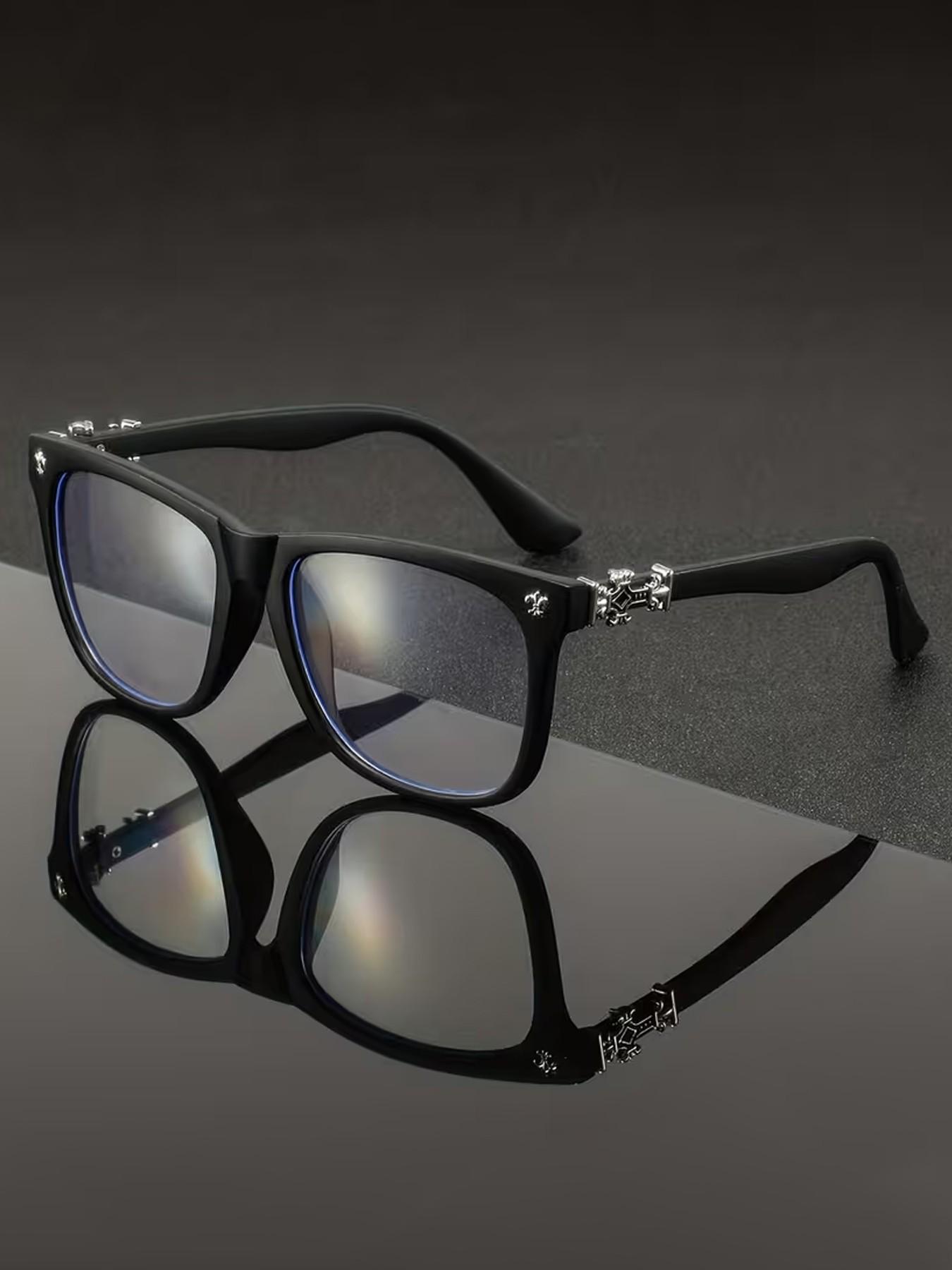 Fashion Versatile Retro Square Frame Glasses, Stylish Square Frames, Anti-Blue Light Flat Lens, Casual Style, PC Material, All Seasons, Fda Registered