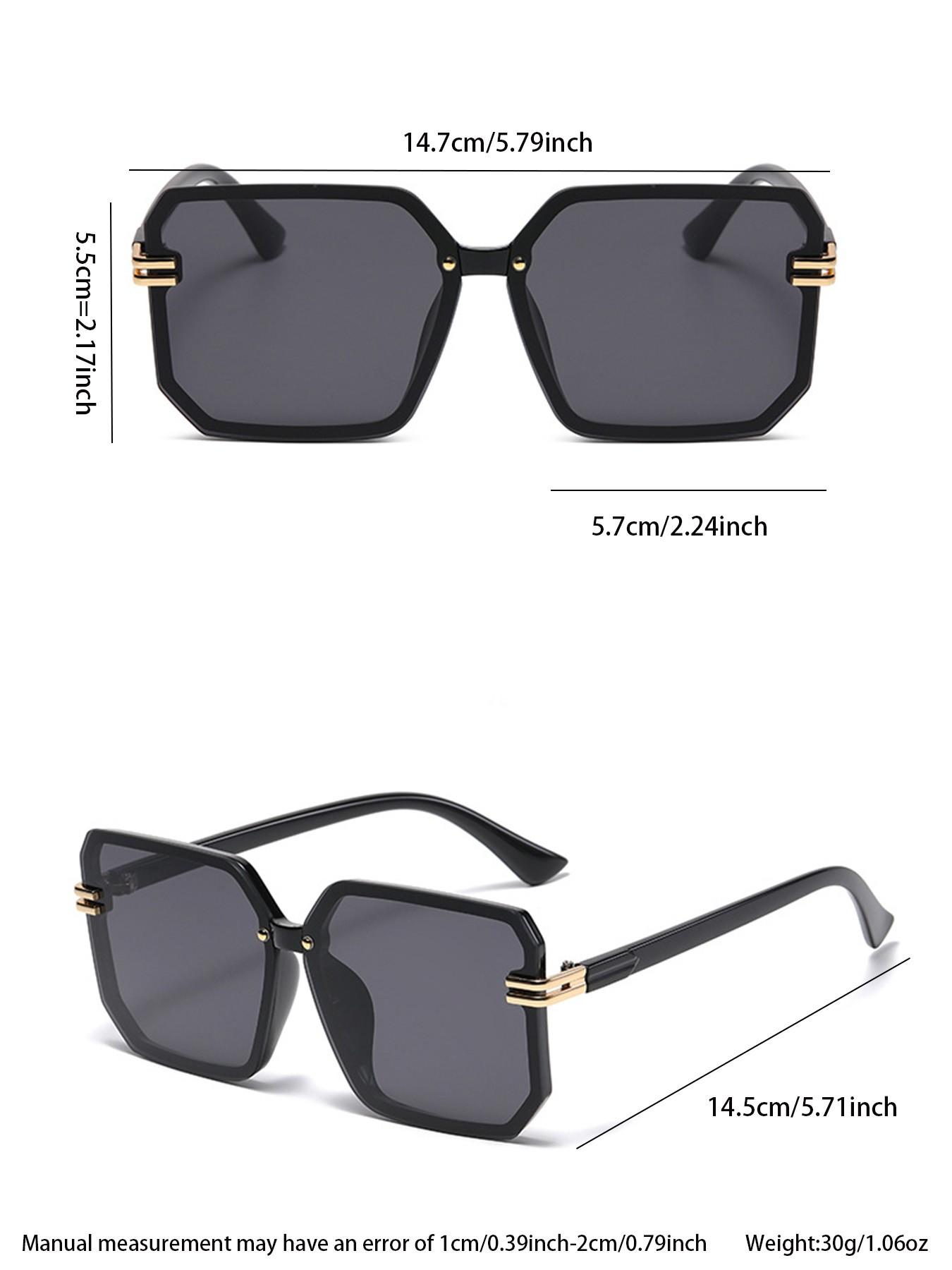 Square Frame Men's Sunglasses, Casual Decorative Lens, All over Print, Unisex Fashion Accessory, Daily Wear, Work & Leisure